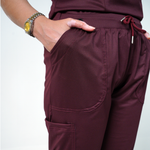Essential Deep Crimson V-Neck Full Set - Women