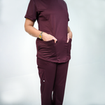 Essential Deep Crimson V-Neck Full Set - Women