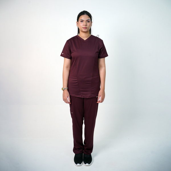 Essential Deep Crimson V-Neck Top Only - Women