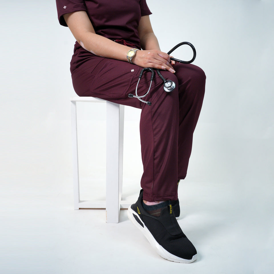 Essential Deep Crimson Straight Pants Only - Women