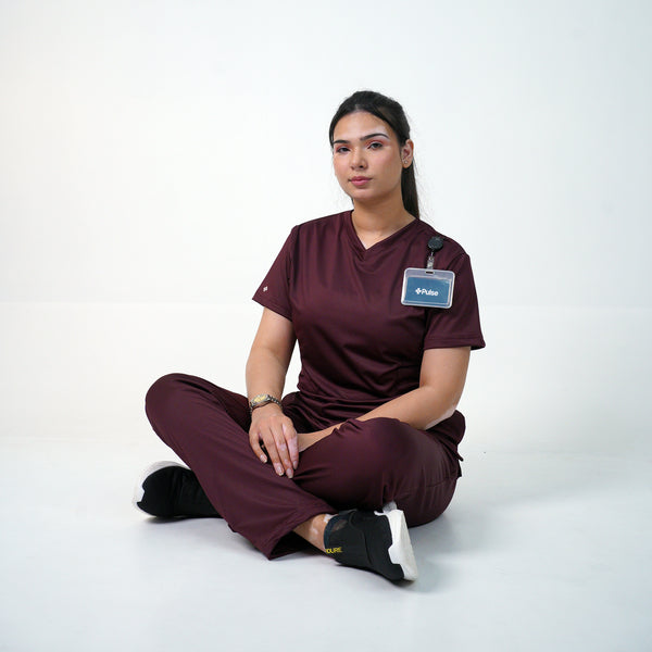 Essential Deep Crimson Straight Pants Only - Women