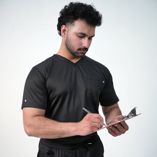 Essential Onyx Black V-Neck Top Only - Men