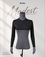 Pulse Modest in Noir Black – on mannequin | modest under-scrub layer for women | Pulse Scrubs Pakistan