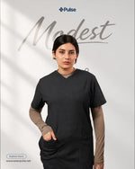 Pulse Modest in Sand Beige – worn under scrubs | modest under-scrub layer for women | Pulse Scrubs Pakistan