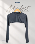 Pulse Modest in Slate Grey – flat on hanger | modest under-scrub layer for women | Pulse Scrubs Pakistan