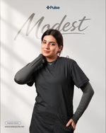 Pulse Modest in Slate Grey – worn under scrubs | modest under-scrub layer for women | Pulse Scrubs Pakistan