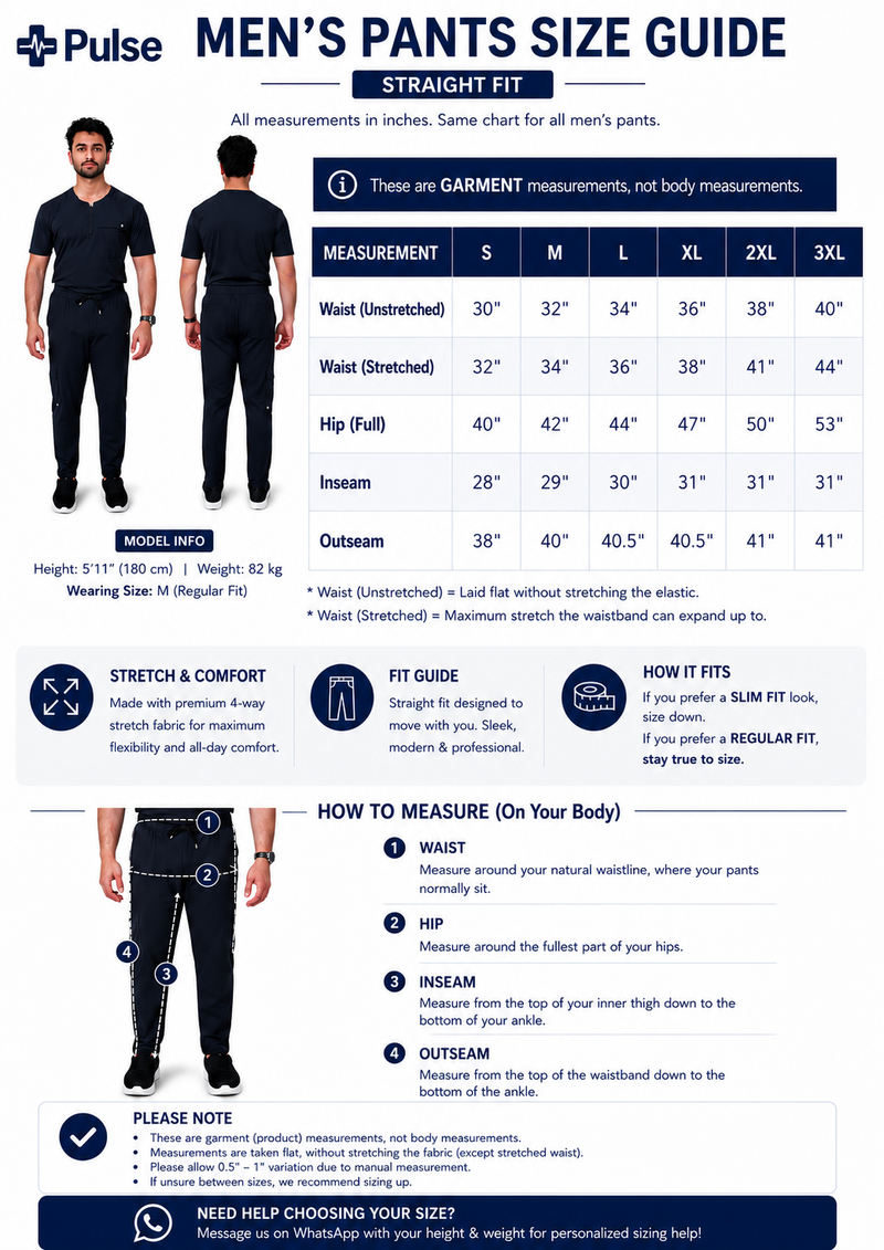 Men's Pants Size Chart